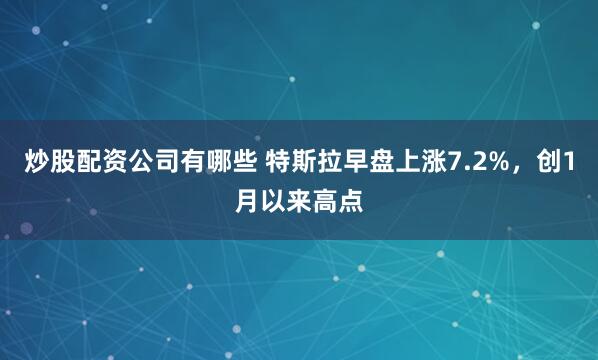 炒股配资公司有哪些 特斯拉早盘上涨7.2%，创1月以来高点